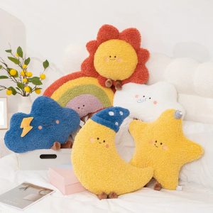 Soft Smiling Celestial & Weather Plush Pillow