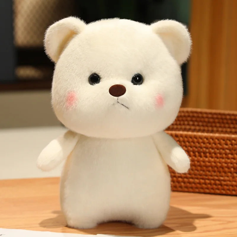 Cute Cream Plush Bear in Pink Polka Dot Dress - Image 13