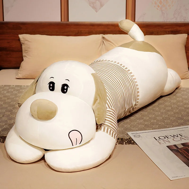 Cute Oversized Plush Dog Body Pillow with Striped Shirt - Image 7