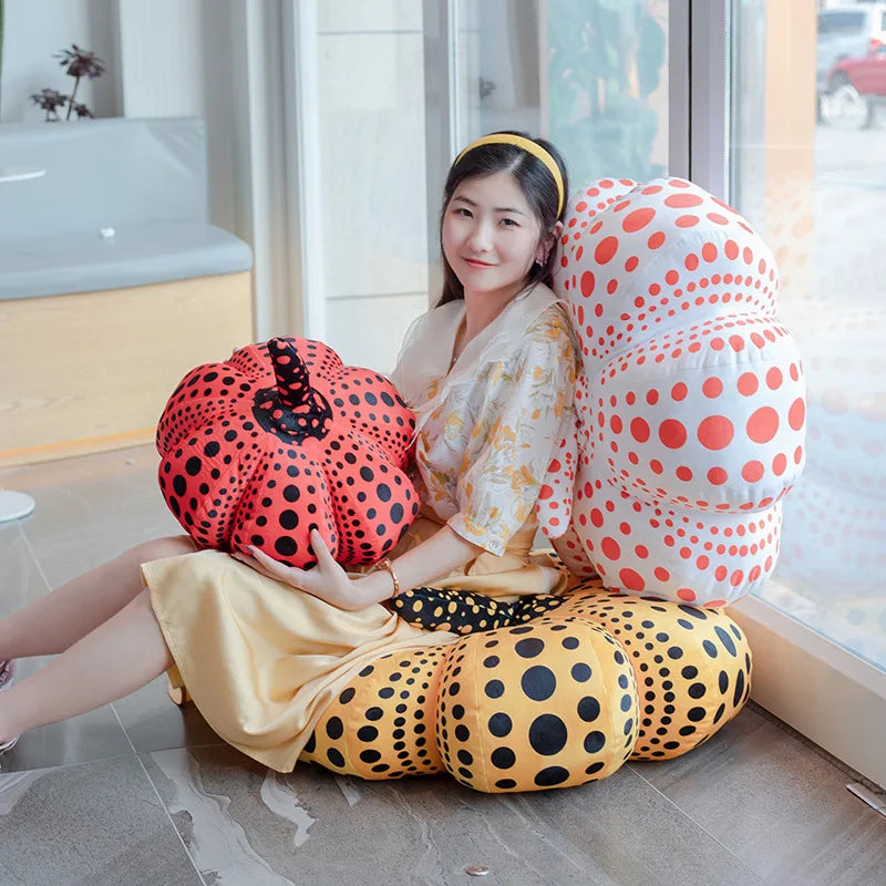 Vibrant Polka Dot Pumpkin Plush Cushion - Image 4
