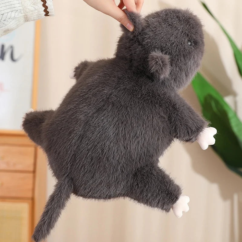 Soft Dark Gray Mole Plush Toy with White Paws - Image 3