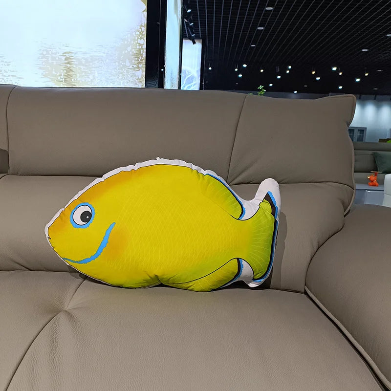 Soft Plush Fish Pillow with Colorful Marine Design - Image 12