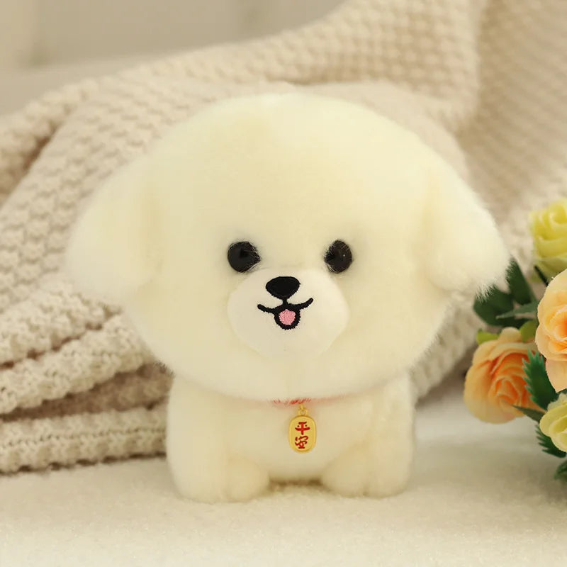Cute Chubby Dog Plushie with Red Collar Charm - Image 7