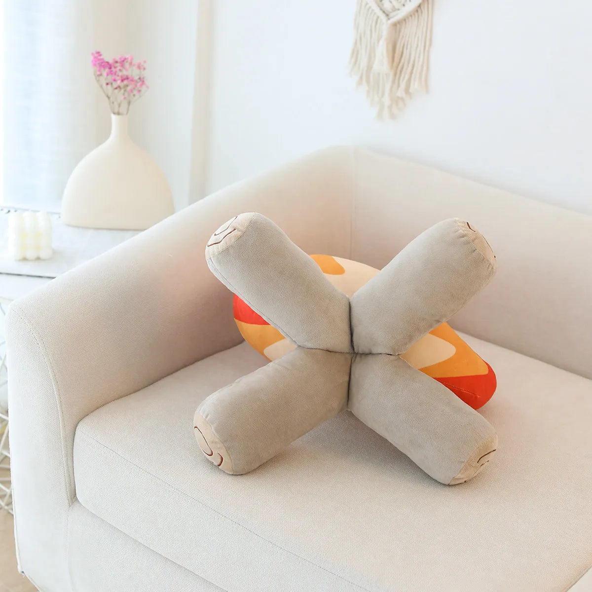 Soft Campfire Flame Plush Pillow with Logs - Image 5