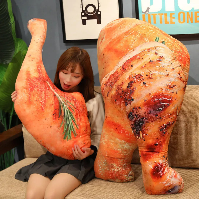 Oversized Grilled Chicken Leg Plush Pillow - Image 2