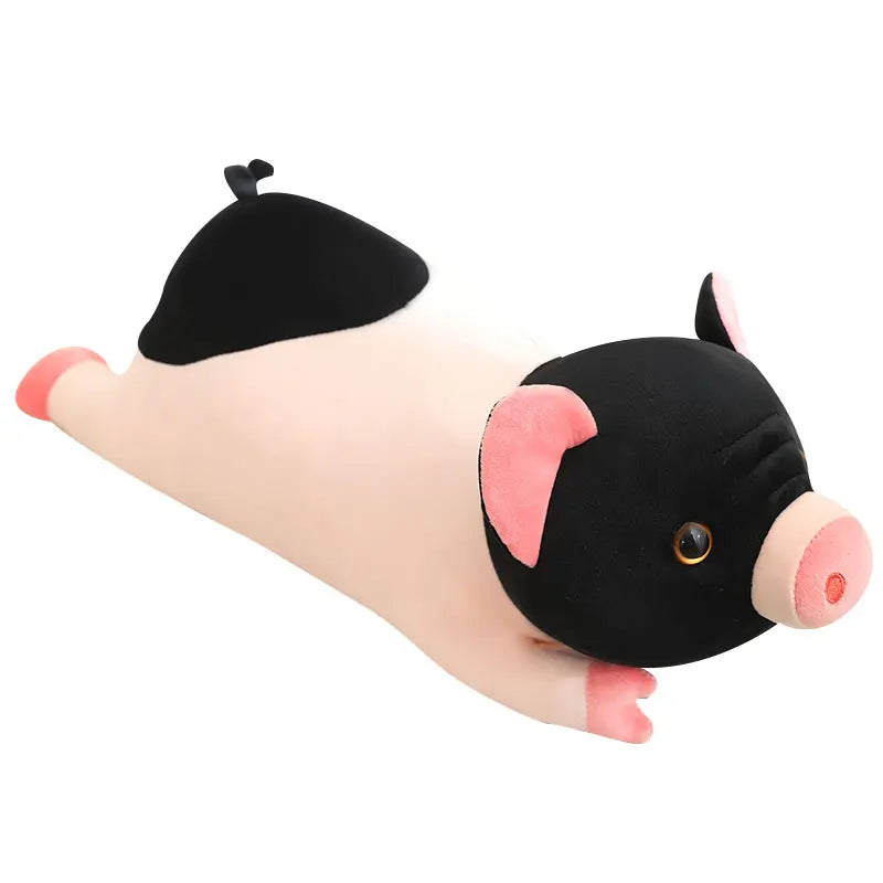 Soft Black and Pink Pig Plush Pillow - Image 7