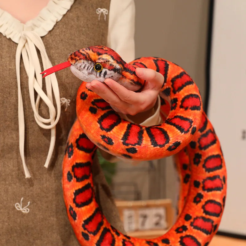 Realistic Red and Black Striped Plush Snake - Image 6