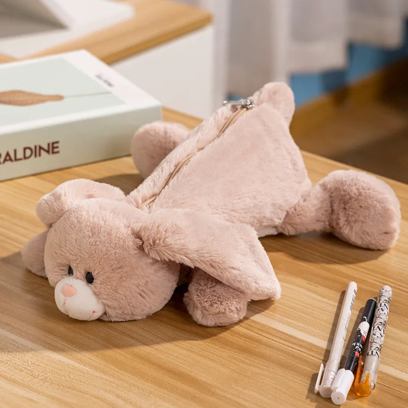 Soft Grey Plush Ferret Pencil Case - Image 8