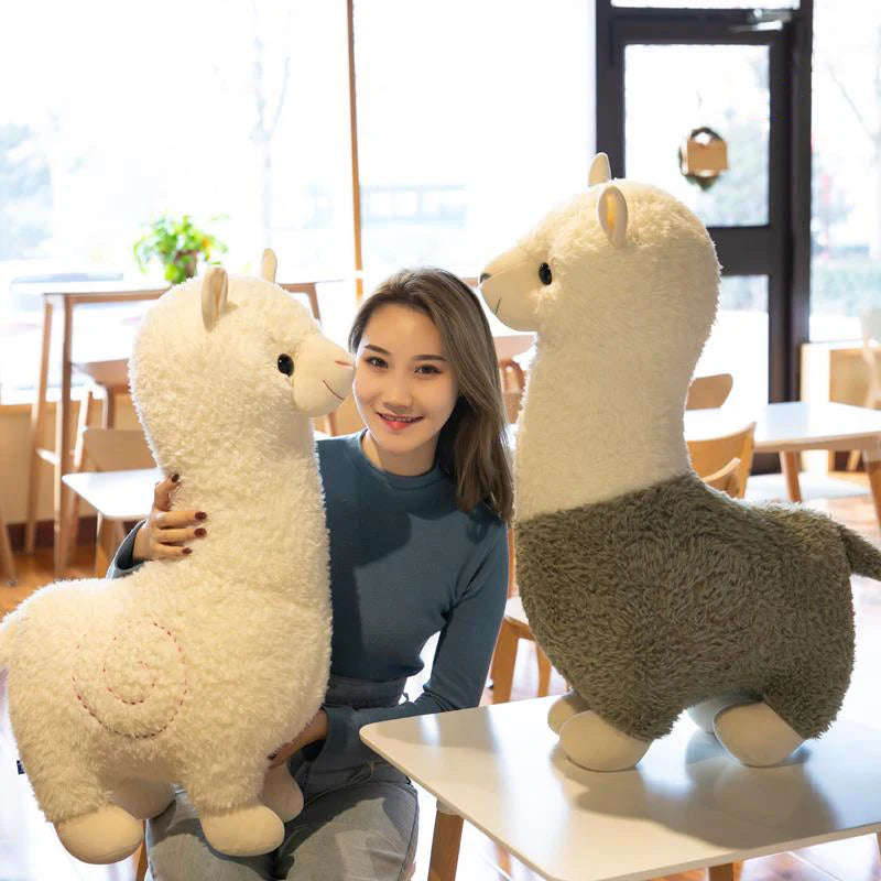 Oversized Cream and Pink Alpaca Plush Toy - Image 4