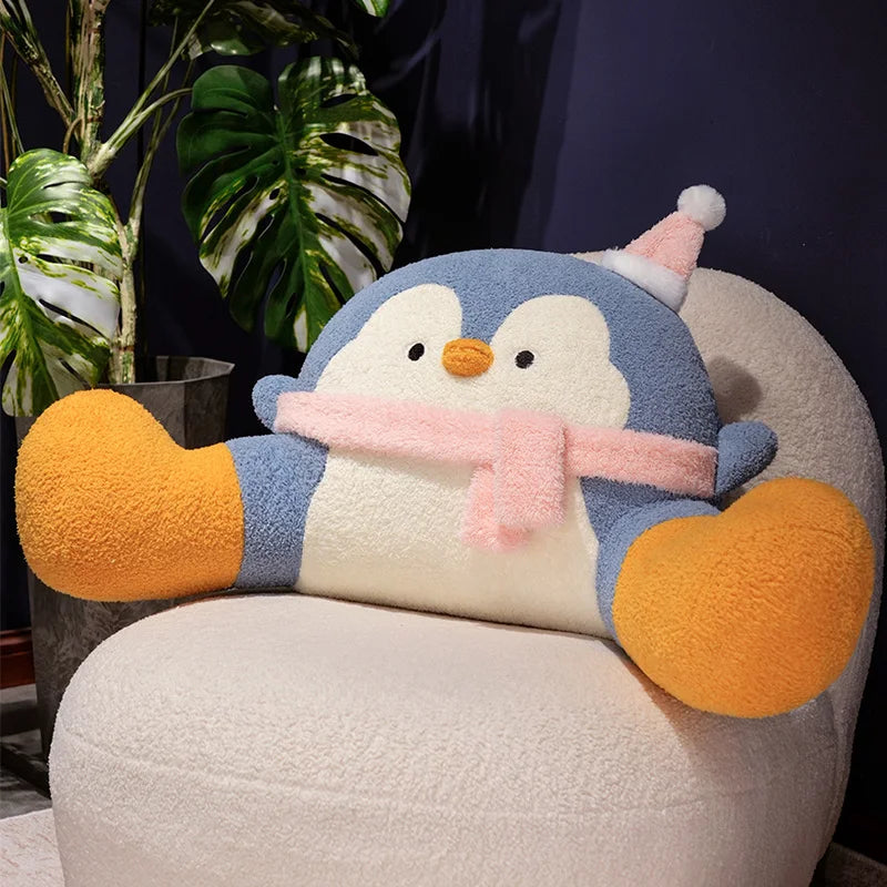 Cute Blue Penguin Plush Pillow with Hat and Scarf - Image 5