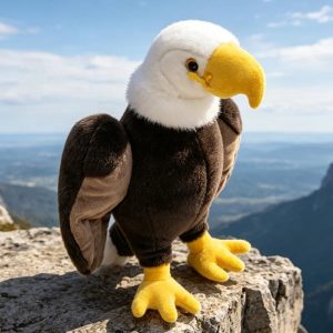 Plush Bald Eagle with White Head and Yellow Beak