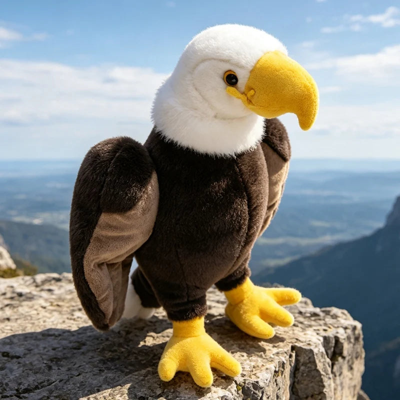 Plush Bald Eagle with White Head and Yellow Beak