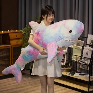 Oversized Pastel Tie-Dye Plush Shark