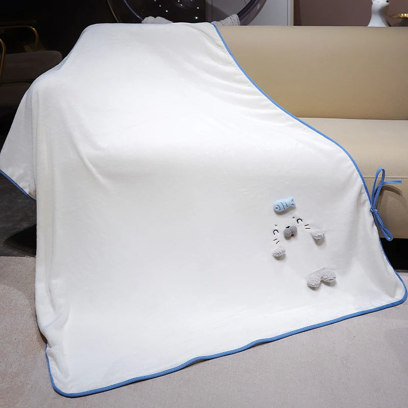 Cute White Rolled Seal Plush Blanket - Image 2