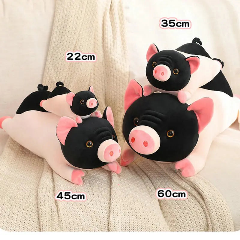 Soft Black and Pink Pig Plush Pillow - Image 2