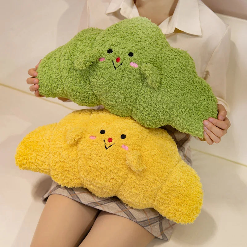 Cute Fuzzy Croissant Plush Pillow with Face - Image 2