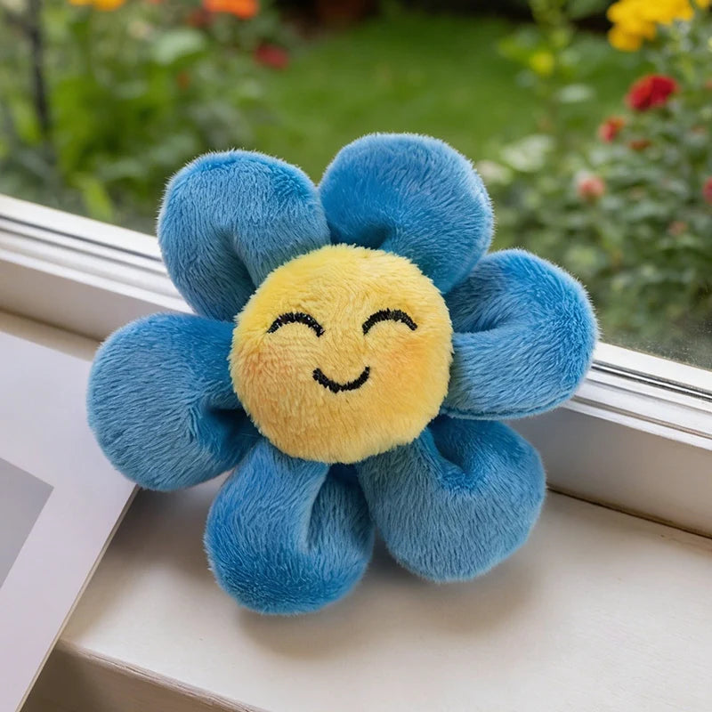 Cute Pastel Smiling Flower Plush Keychain - Image 7