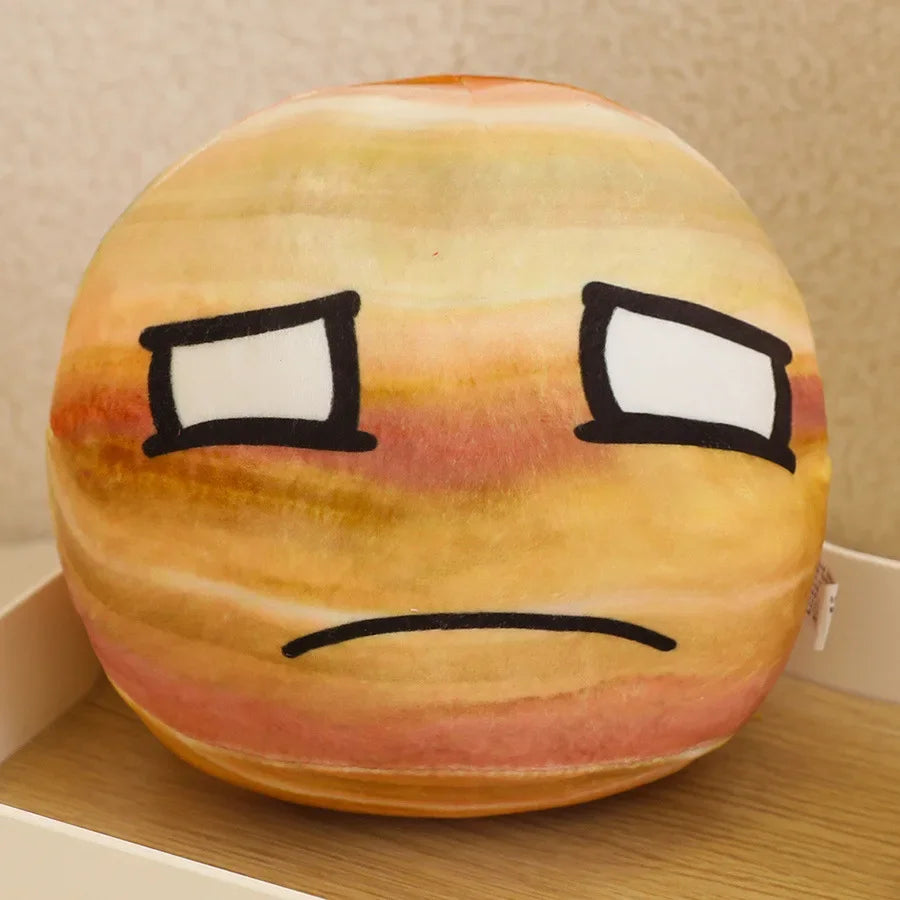 Round Orange Sun Plush Pillow with Asymmetric Face - Image 8