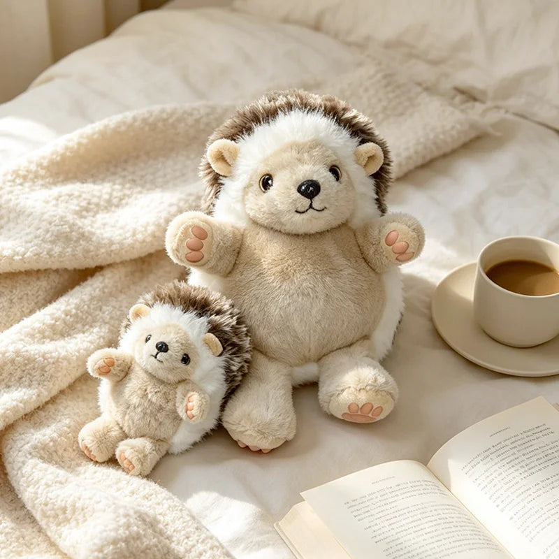 Fluffy Brown and White Hedgehog Plush Toy - Image 4