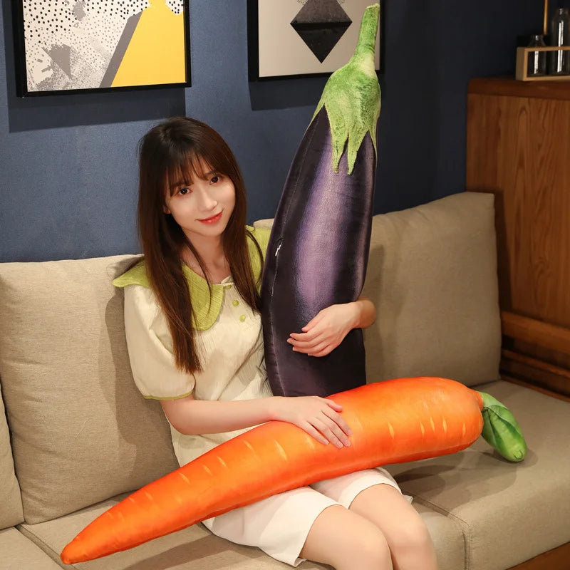 Soft Plush Vegetable Toys: Eggplant, Carrot, Tomato - Image 2