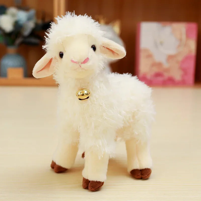 Two Fluffy Creamy White Lamb Plush with Bells - Image 6