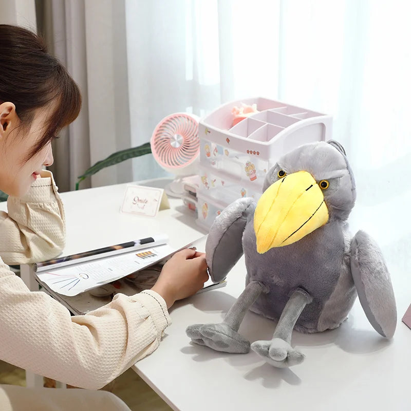 Grey Shoebill Stork Plush Toy with Yellow Beak - Image 3