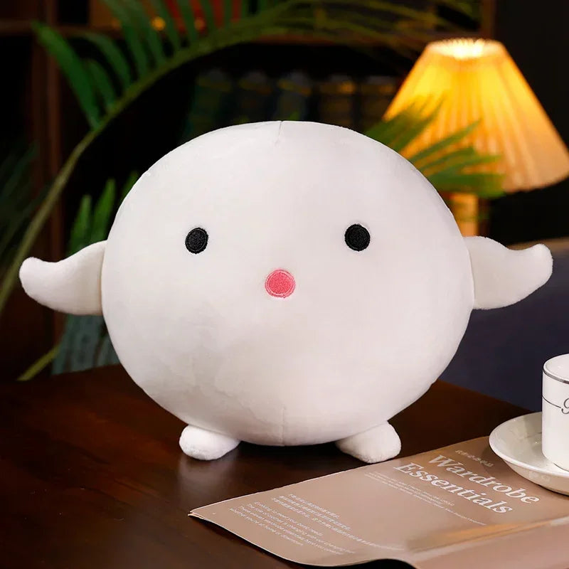 Cute Round White Plush Keychain with Expressions - Image 11