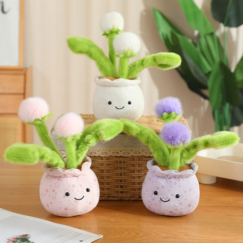 Cute Pink Potted Plush Plant with Star Pot