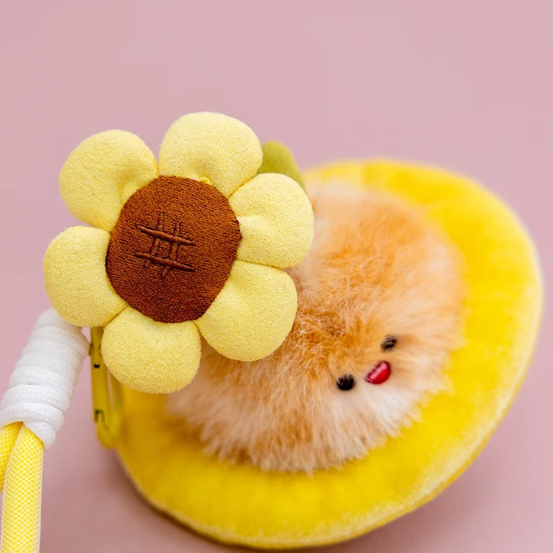 Cute Fluffy Planet Character Keychain Set with Flowers - Image 2