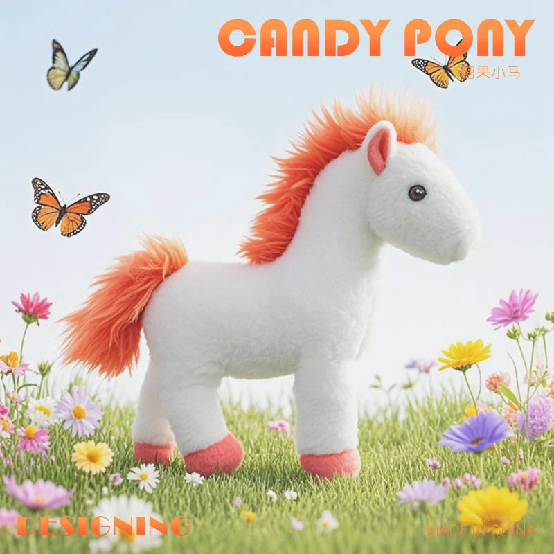 White Plush Pony with Orange Mane and Red Hooves - Image 5