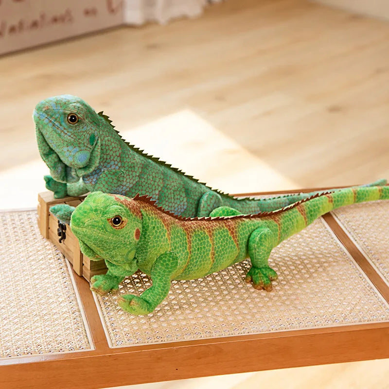 Lifelike Green Iguana Plush Toy with Detailed Scales