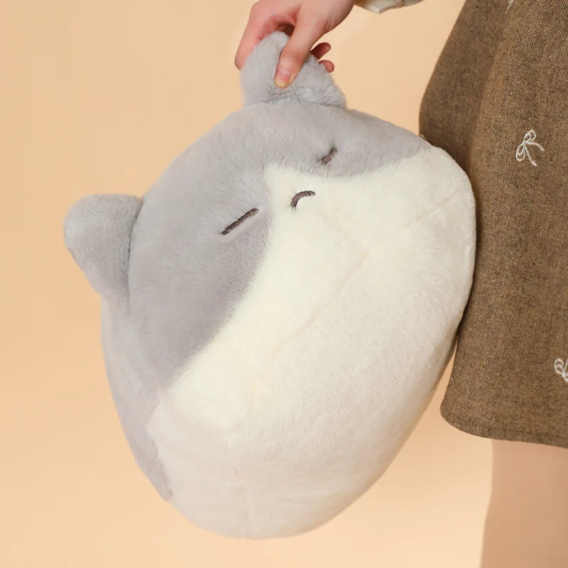 Soft Two-Tone Plush Sleeping Animal Cushion