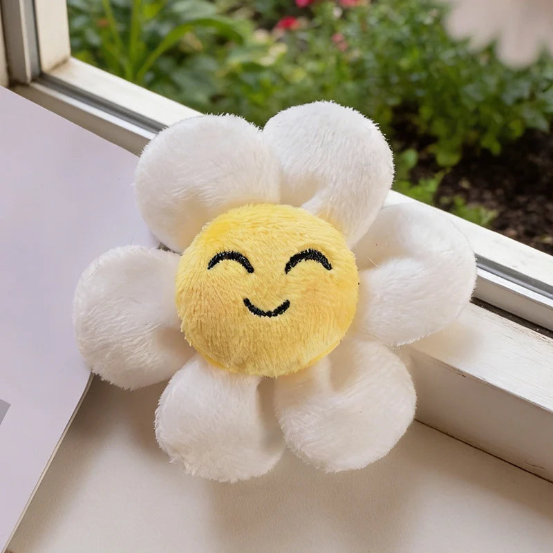 Cute Pastel Smiling Flower Plush Keychain - Image 8