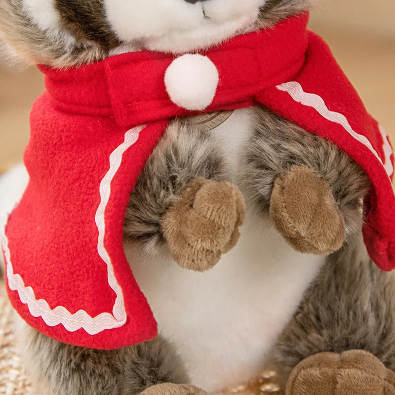 Cute Grey Plush Raccoon with Red Cape - Image 6