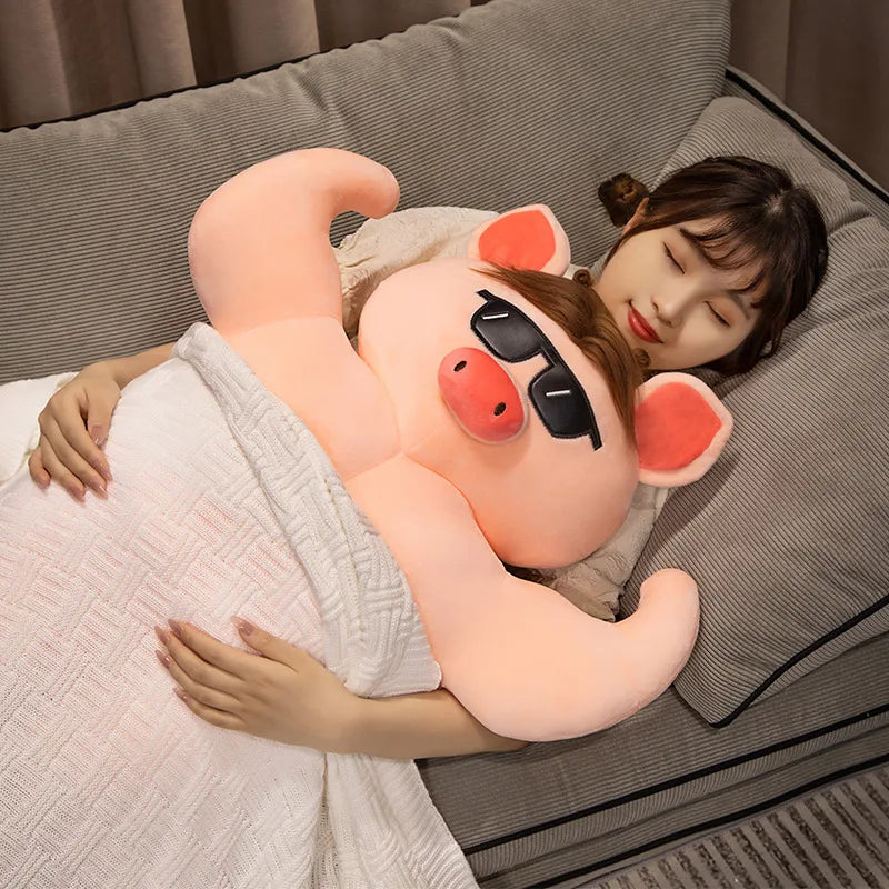 Muscle Pig Plush Toy with Denim Vest - Image 3