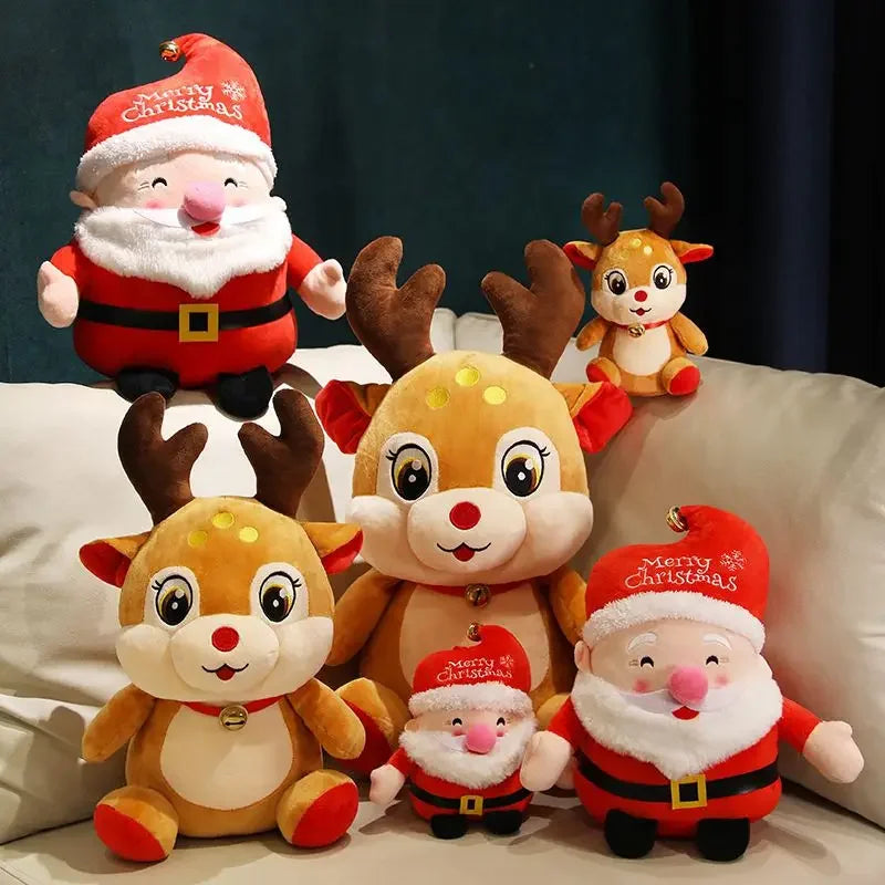 Chubby Christmas Santa & Reindeer Plush