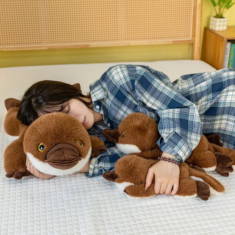 Soft Brown Lying Platypus Plush Toy - Image 4