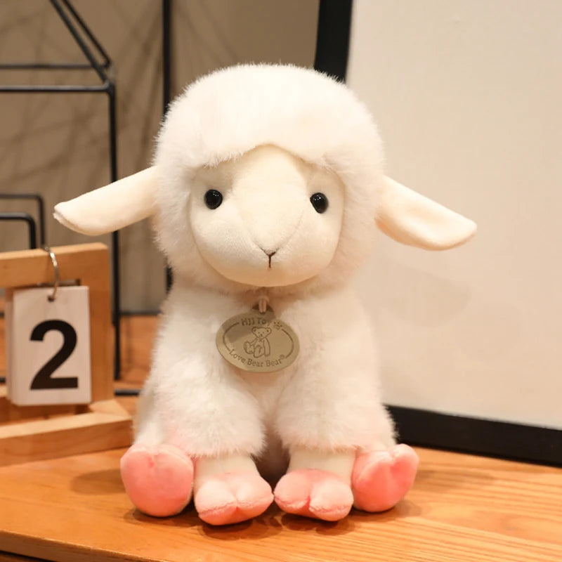 Fluffy White Plush Sheep with Pink Feet - Image 9