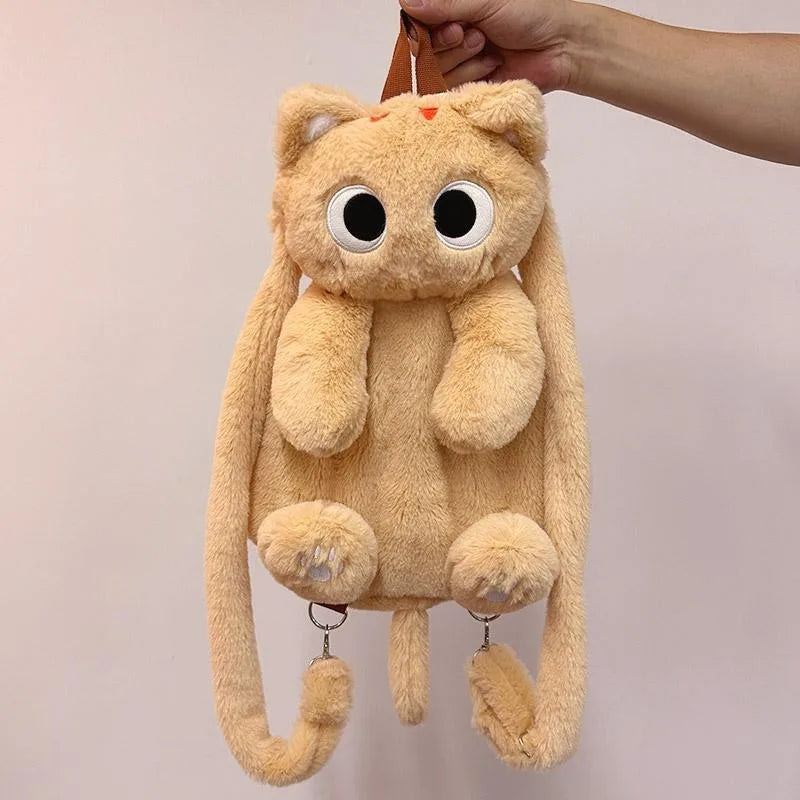 Furry Black Cat Backpack with Big Eyes - Image 13