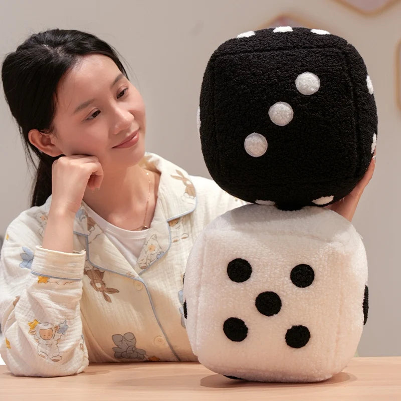 Novelty Black and White Plush Dice Pillow - Image 4