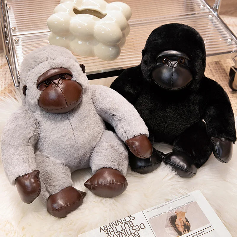 Seated Black Gorilla Plush with Faux Leather Accents - Image 4