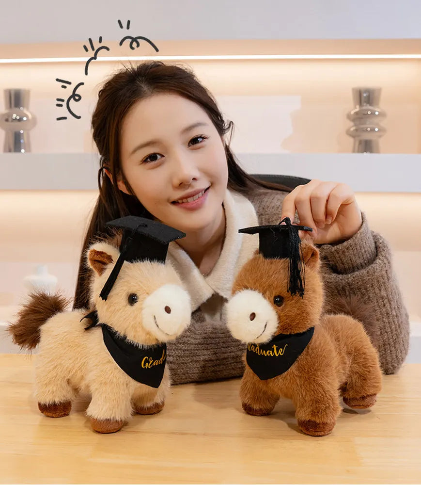 Plush Horse Graduate with Cap and Bandana - Image 4