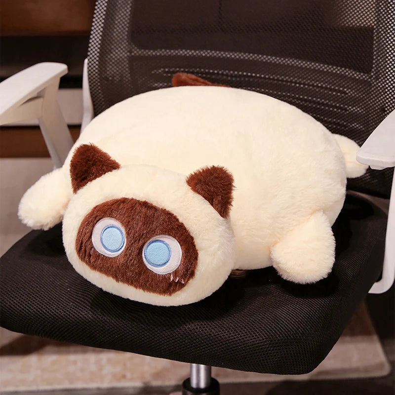 Chubby Black Mochi Cat Plush with Big Eyes - Image 4