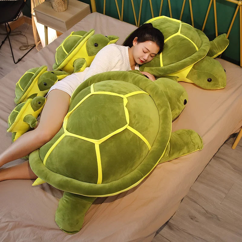 Oversized Green Turtle Plush with Yellow Shell - Image 2