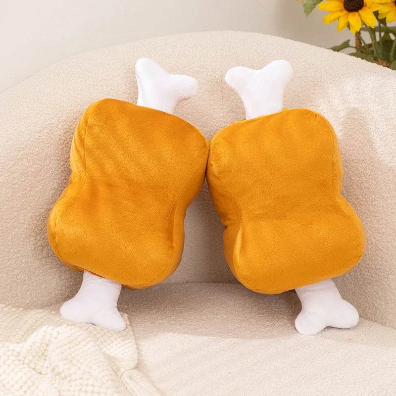 Golden Brown Chicken Drumstick Plush Pillow