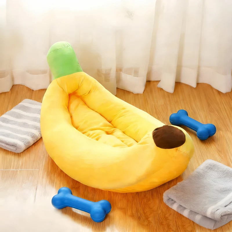 Cozy Yellow Banana Plush Pet Bed - Image 3
