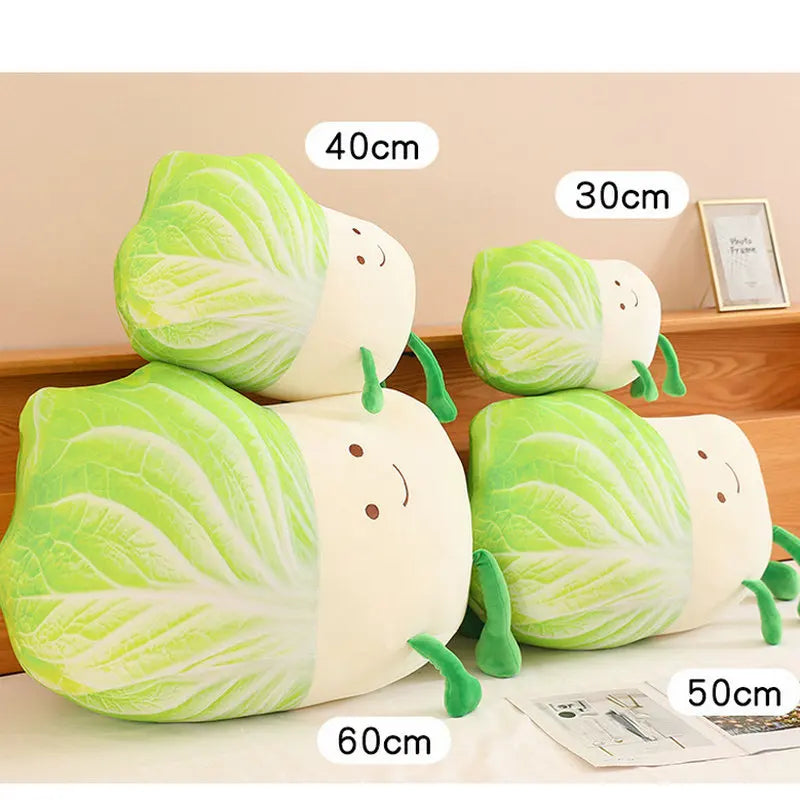 Cute Cabbage Plush Pillow with Smiling Face - Image 2