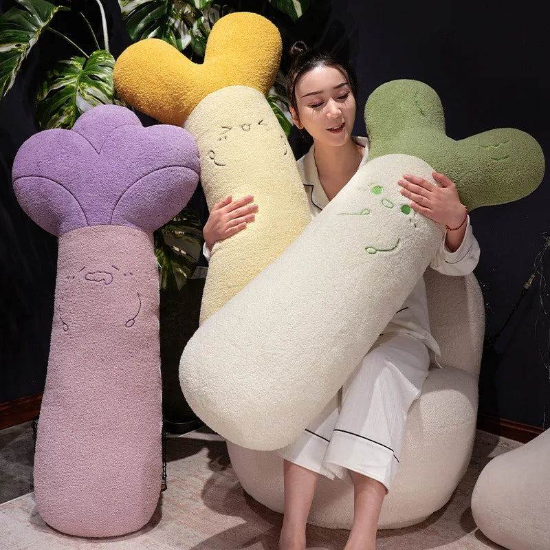 Cute Radish Plush Body Pillow with Embroidered Face - Image 2