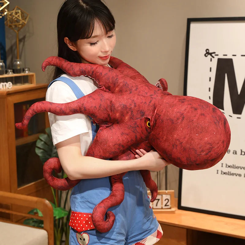 Lifelike Dark Red Octopus Plush - Image 4