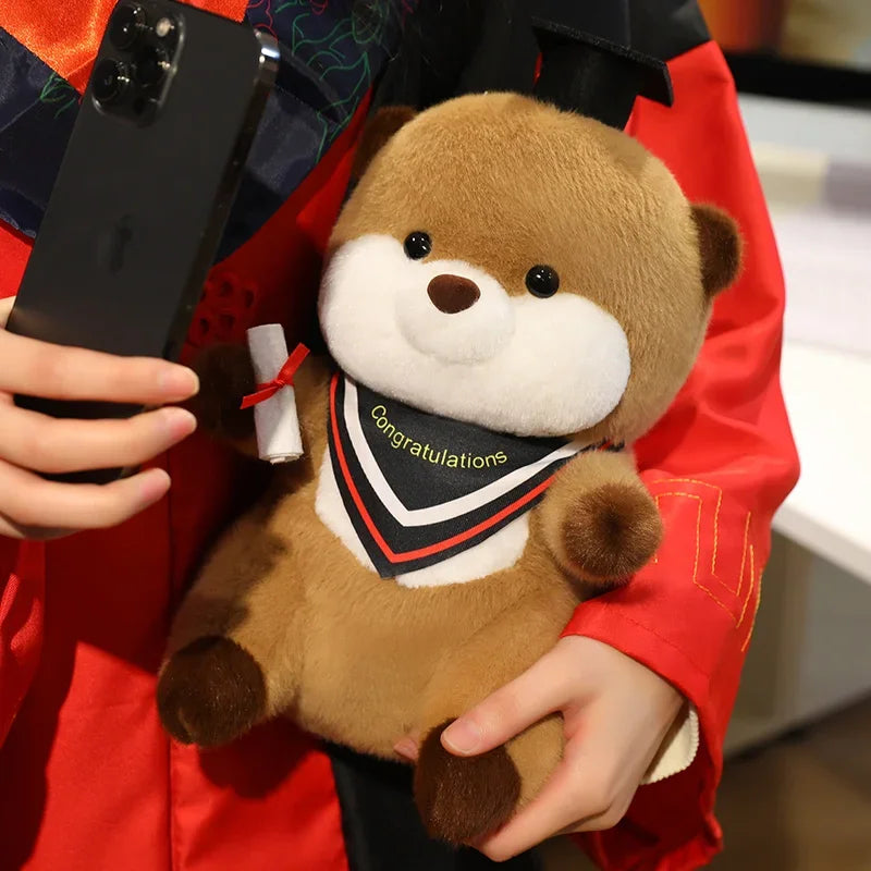 Brown Plush Graduation Bear with Cap and Diploma - Image 4